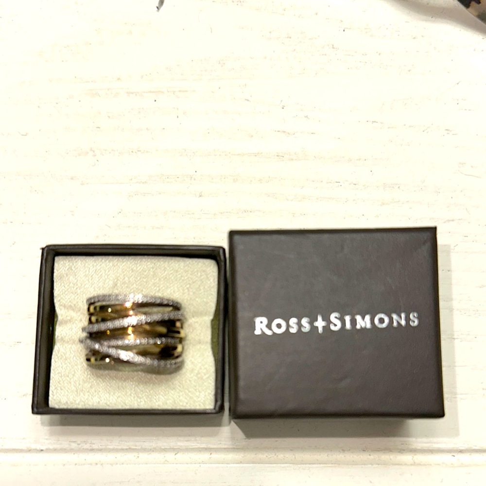Ross-Simons .25 ct diamond Gold and Silver highway ring